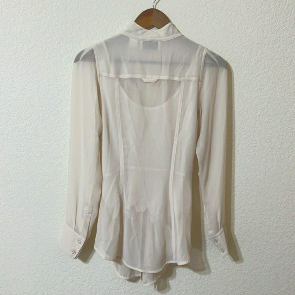 Byron Lars Deep V Ruched button down blouse - Picture 3 of 5